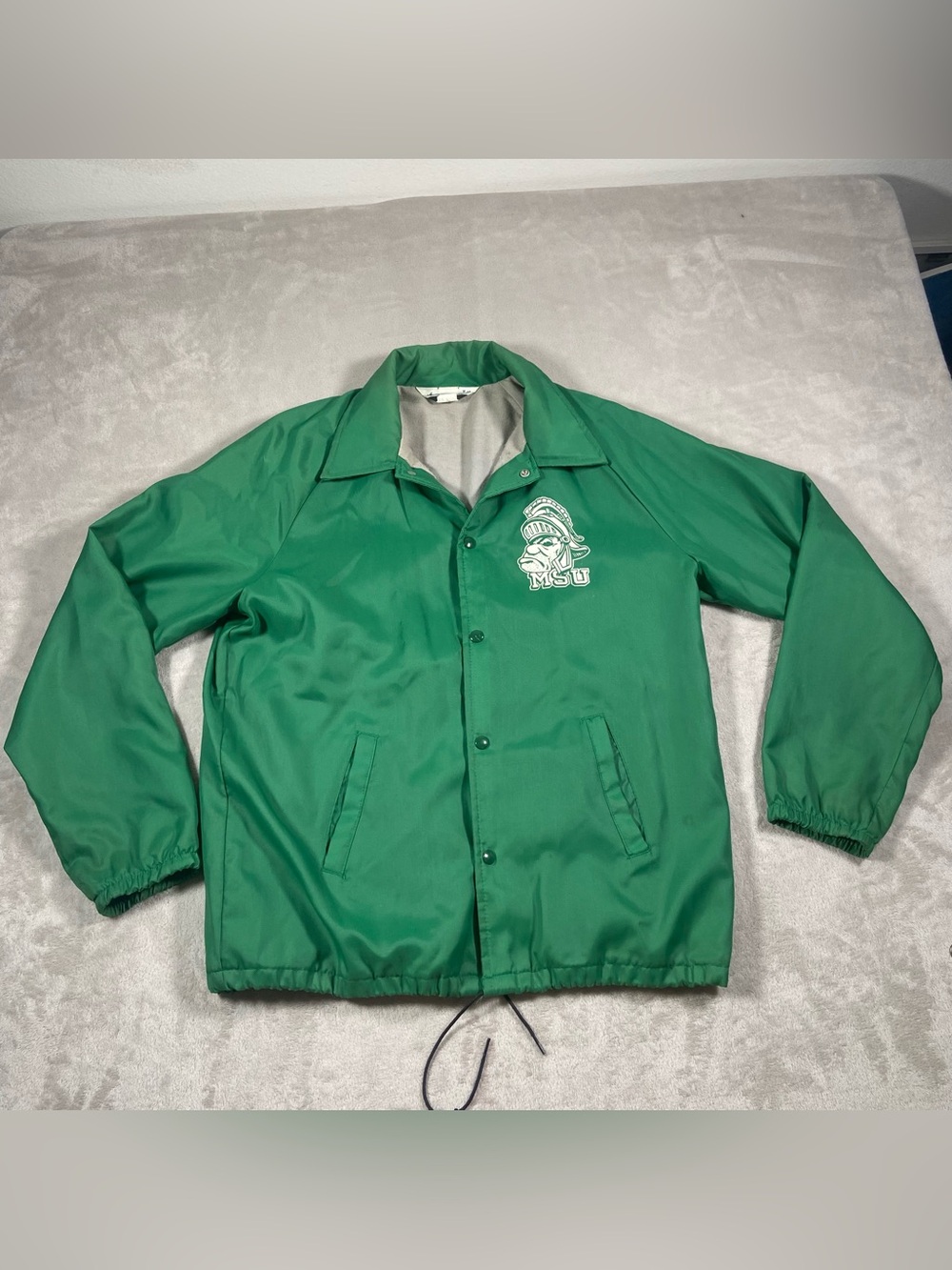 Vintage Chalk Line MSU Michigan State Spartans Coaches Jacket Medium Green Nylon